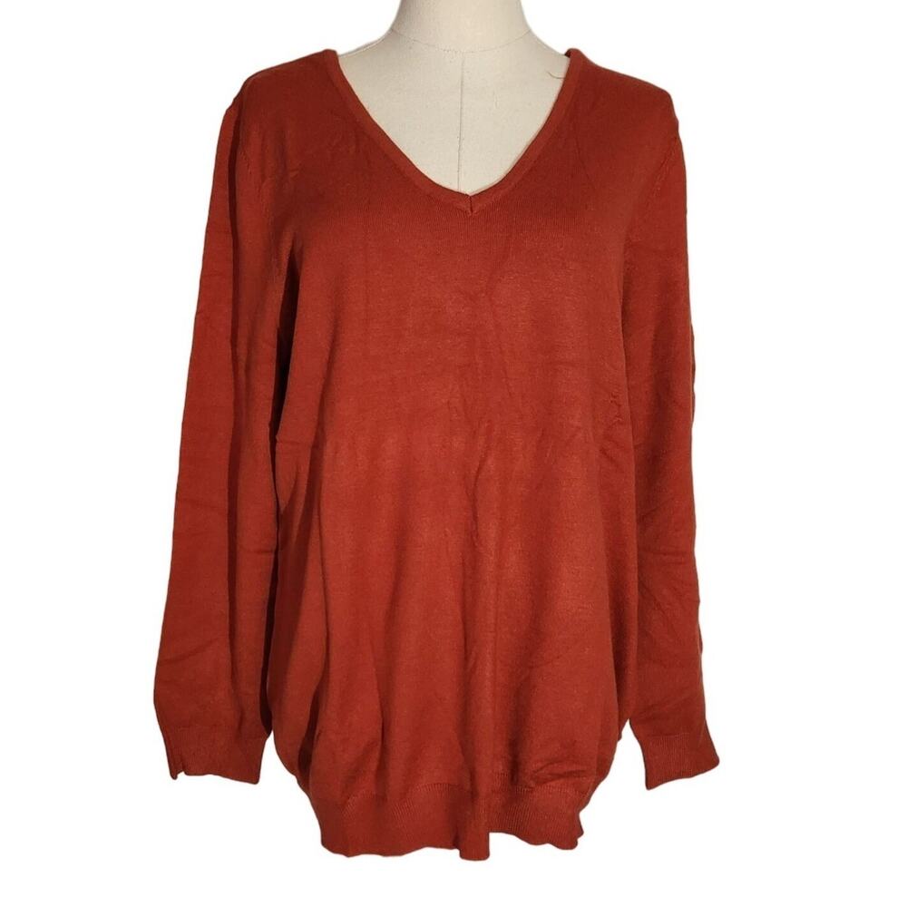 Love Ellie Mia Crisscross Back V-Neck Knit Sweater Burnt Orange NWT Size XL